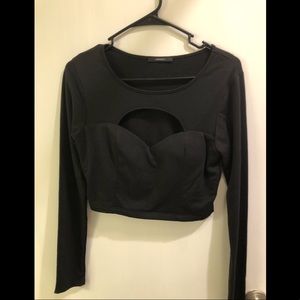 Black Cut Out Crop Top